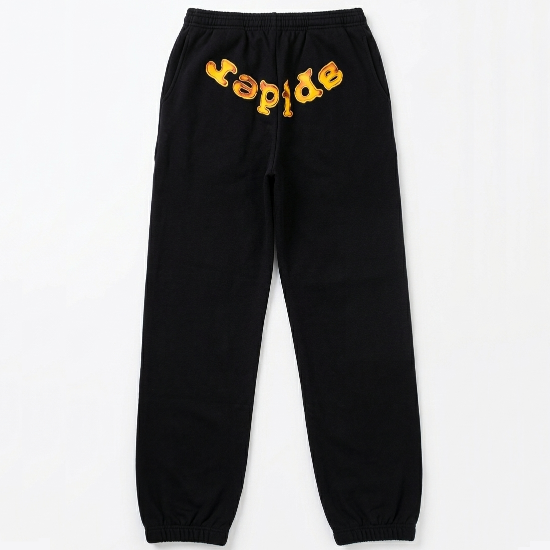 Sp5der Flame Logo Sweatpants Black Yellow Sp5der Flame Logo Sweatpants Black Yellow