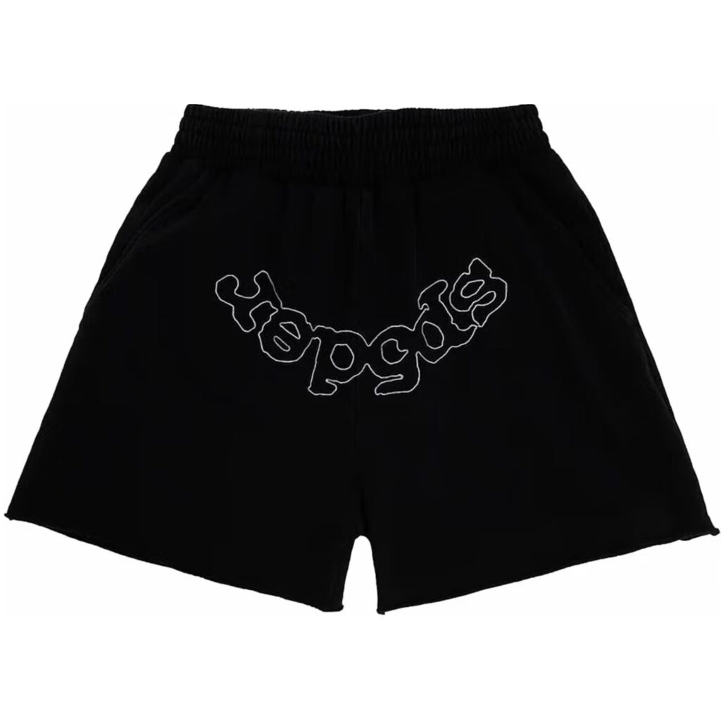 Sp5der OG Logo Embroidered Sweatshort in Black