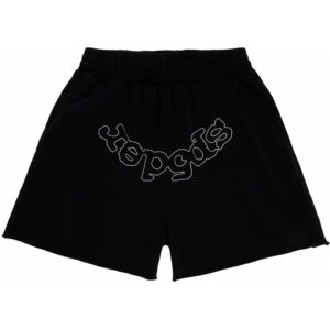 Sp5der OG Logo Embroidered Sweatshort in Black